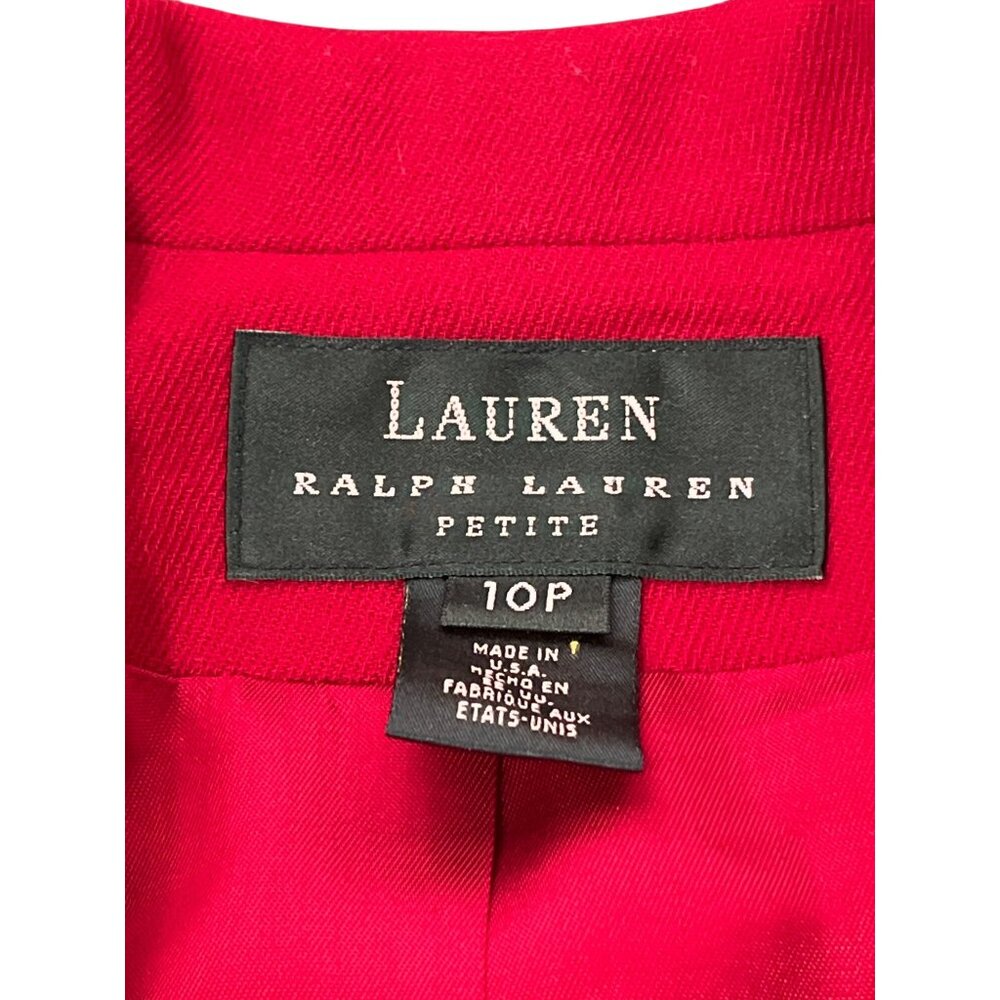 Lauren Ralph Lauren Black Label Red Wool Blazer Crest Gold Button Vtg Petite 10P - Picture 3 of 7